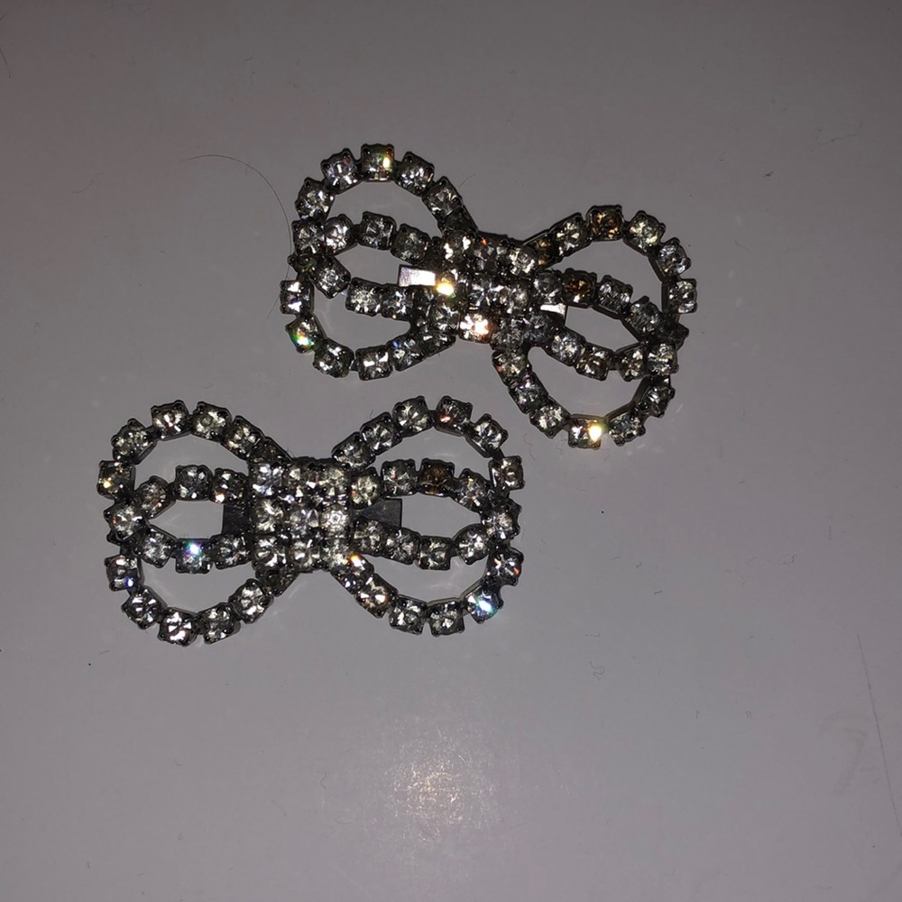 amina muaddi style rhinestone bow shoe clips